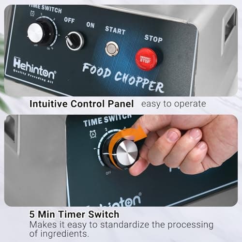 Hehinton 110V Commercial Food Processor 15L/3.96GAL, 1400W Powerful Food Chopper with 2 Extra S-Curve Blades, Multi-functional Processor [Chop, Mince, Puree] for Vegetables, Meat, Grains, Nuts 6
