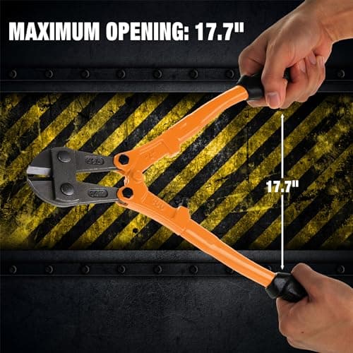 Bates- Bolt Cutter, 14", Orange, Chain Lock Cutter Heavy Duty, Bolt Cutters Heavy Duty for Locks, Screw Cutter, Chain Link Fence Cutter, Bolt and Wire Cutter, Chain Lock Cutters, Bolt Cutter Tool 6