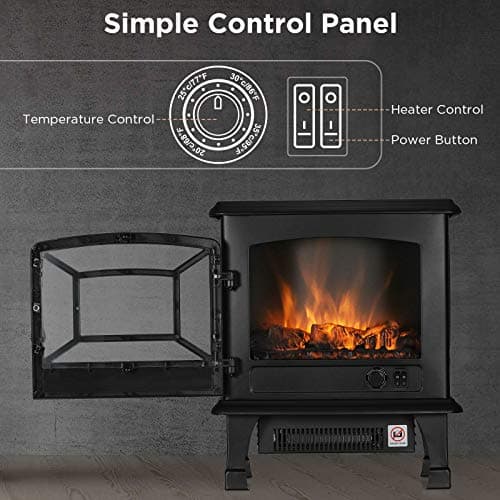 TURBRO Suburbs TS20 Electric Fireplace Infrared Heater, 20" Freestanding Fireplace Stove with Realistic Dancing Flame Effect - CSA Certified - Overheating Safety Protection - Easy to Assemble - 1400W 5
