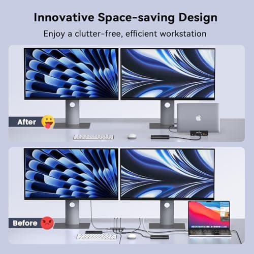 TobenONE 18-in-2 MacBook Docking Station Dual Monitor 4K@60Hz, 150 Power Adapter, 20W Charging, USB C Docking Station with 2 HDMI&DP, 7 USB, 2.5Gbps Ethernet, 2 Audio, Dock Stand for MacBook Pro 8