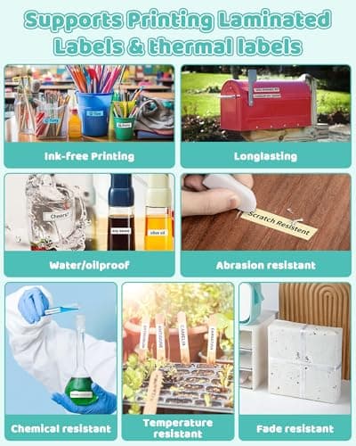 Vixic Bluetooth Label Maker - Rechargeable Mini Labeler Machine with Tapes, M960 Label Sticker Portable Printer, Multiple Icon Fonts for Kids School Home Business Office Organization 9