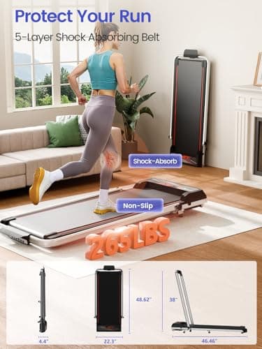 Jackfield Walking Pad with Handle Bar, 2.5HP Walking Pad Treadmills for Home, Portable Under Desk Treadmill with 8% Incline, 3 in 1 Compact Walking Pads with LED Display, 265 Lbs Capacity 6