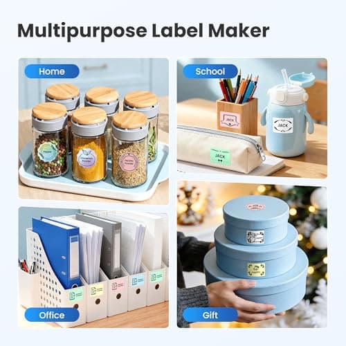 ETIKEZ PM260 Label Maker Machine with Tape, 2 Inch Label Tape Maker Bluetooth Label Printer, Inkless Portable Label Maker with Smart AI APP for Home, Kitchen, School, Office Organization, Black 9