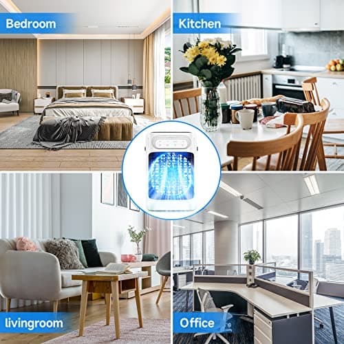 Portable Air Conditioners, TIOKVIOP Evaporative Air Cooler [Upgraded 10W & 3 Cool Mist] 3 in 1, 3 Wind Speed & 7 LED Light, 3 Cool Mist & 2-8H Timer Cold AC, Personal Mini Air Cooling Fan for Room 7