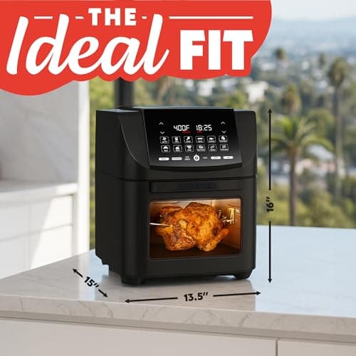 Gourmia Air Fryer - 14 Qt All-in-One Oven with Rotisserie, Digital Display with 12 Presets, Roast, Bake, Broil, Dehydrate, Dishwasher Safe Accessories, Black 9