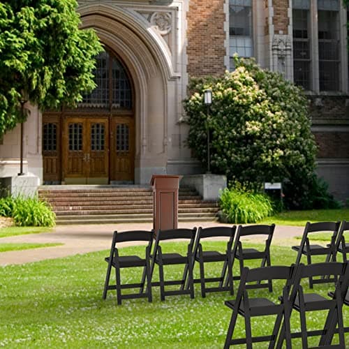 FCH Plastic Folding Chair with Padded Seat, Resin Foldable Chairs with Soft Cushion, Comfortable and Sturdy, Suitable for Indoor and Outdoor, Parties, Weddings, Commercial Events, Black, 1 Pack 7