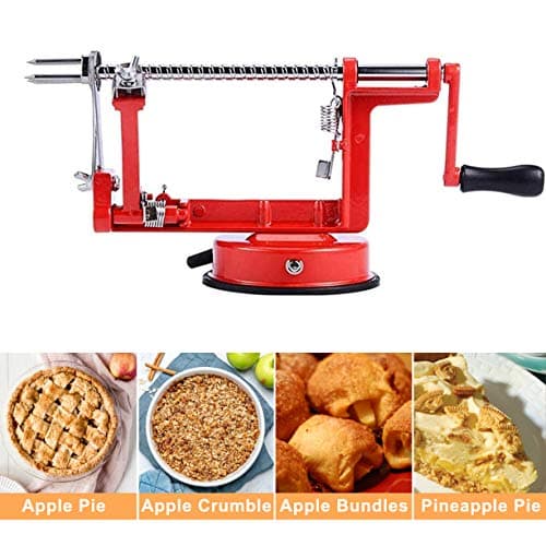 Apple Peeler Slicer Corer 3 In 1, Potato Peelers, Stainless Steel Heavy Duty with Suction Cup Base (vermilion) 6