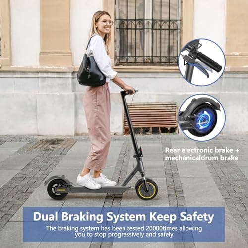 NAVIC Electric Scooter Adults, Powerful 350W Motor, 19MPH Top Speed, 19 Miles Range, 8.5" Solid Tires, Folding E-Scooter with Dual Braking Dual Suspension & APP Control 4