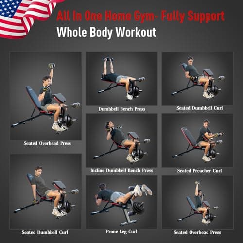 HARISON Adjustable Weight Bench with Leg Extension and Preacher Pad, Flat Incline Decline Exercise Bench for Home Workout Weight Training (2024) 7