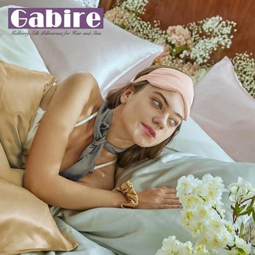 Gabire Mulberry Silk Pillowcase for Hair and Skin Prevent Acne Pillowcase Both Sides Real Silk Pillowcases Organic Silk Pillowcase with Hidden Zipper, White, Standard (20"×26") 6