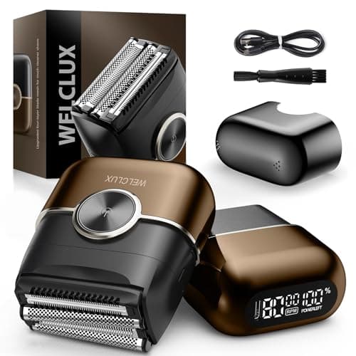 Electric Foil Shavers for Men: Upgraded Mini Electric Razor for Beard - 4 Floating Blades & Big LED Display - 2 Gears Adjustable Face Razor with IPX7 Waterproof for Travel & Home, USB Type C