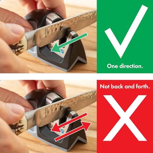 KitchenIQ 50009 Edge Grip 2-Stage Knife Sharpener, Black, Coarse & Fine Sharpeners, Compact for Easy Storage, Stable Non-Slip Base, Soft Grip Rubber Handle, Straight & Serrated Knives 8