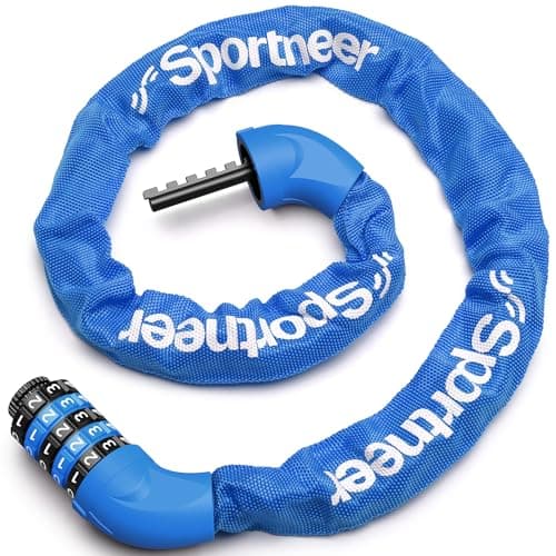Sportneer Bike Lock: 5 Digit Combination High Security Anti Theft Bike Chain Lock - 3.2/3.6/4ft Heavy Duty Keyless Bicycle Lock for Bike, Motorcycle, Scooter, Door & Gate - 4/6mm Thick, Easy to Use
