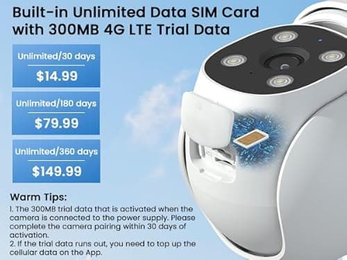 wansview 4G LTE Cellular Security Camera Outdoor - 360° PTZ No WiFi Security Camera, 2K Color Night Vision, 2-Way Audio, 24/7 SD Card Storage(SIM Card Included), Works with Alexa & Google Home, W7-4G 8