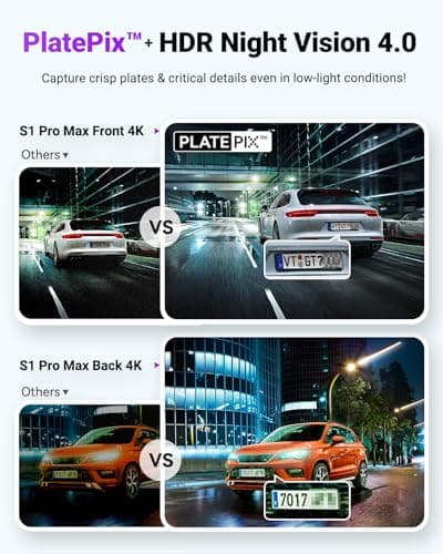 Vantrue S1 Pro Max AI Dash Cam 4K+4K w/ADAS & BSD, Dual STARVIS 2 Dash cam Front and Rear, 2 Channel HDR Dashcam, PlatePix Night Vision, 5G WiFi, Voice Control, GPS, 24H Buffered Parking Mode, 1TB Max 5