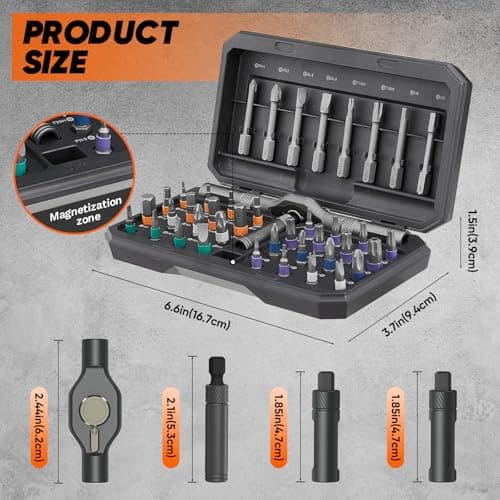 Saker 42 in 1 Magnetic Screwdriver Set, Multi Bit Free Combination Ratchet Screwdriver Set Portable Repair Tool Kit for Gifts Furniture, Computer, Bicycle and DIY Grey 8