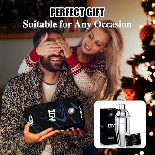 IOV Cocktail Shaker, 24 oz Martini Shaker, Drink Mixer with Built-in Strainer, Professional Stainless Steel Margarita Alcohol Shakers with Cocktail Recipe Guide, Bartender Kit Gifts 6