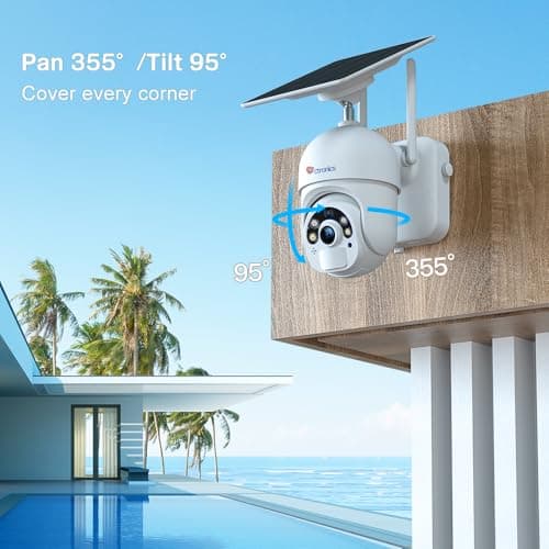 Ctronics 6W Solar Panel Security Camera Outdoor, 30M Color Night Vision Spotlight, PC & Phone Access, 2K 3MP Battery Camera with PIR Human Detection, 2-Way Audio, IP66 (White) 6