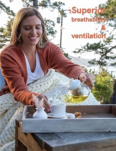 YnM Weighted Blanket, Handmade Chunky Yarn Knitted Design, Soft and Cozy, Temperature Regulating and Breathable, Machine Washable Throw for Sleep or Home Decor (Silver Grey, 50x60 Inch, 10lbs) 5