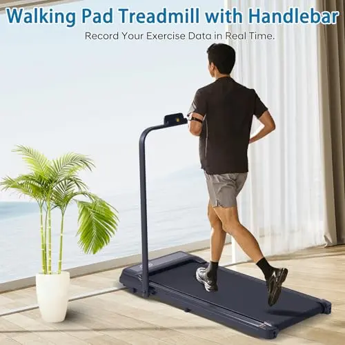 Walking Pad Treadmill with Handles, Folding Foldable Electric Treadmills for Home Small, 3.0HP Walking Pad with Handle Bar, 3 in 1 Portable Under Desk Treadmill with LED Display, 320LBS Capacity 5