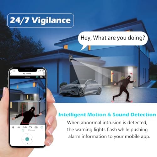 6MP Dual Lens Security Camera Outdoor, Home Security System HD Surveillance,Auto Human Tracking, IP66 Waterproof 360° View, Color Night Vision, 2.4G WiFi, 2-Way Audio, SD/Cloud Storage, Corded Power 7