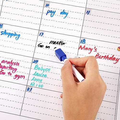 Large Dry Erase Calendar for Wall - Undated 3 Month Wall Calendar, 28" x 40"(Vertical), Dry Erase Calendar for Wall with 8 Stickers - Colorful 6