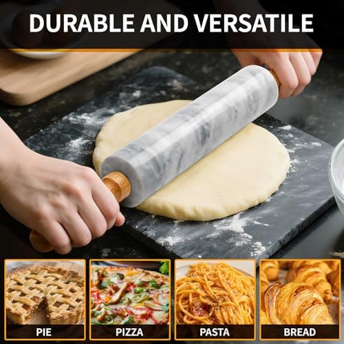 Kafoor 16.7 Inches Marble Rolling Pin for Baking with Wooden Handles & Wooden Cradle - Rolling Pin for making Pizza Dough & Tortillas, Dough Roller for Pasta, Cookie, Pie Crust and More! 7