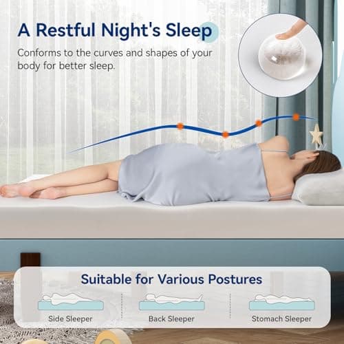 Amazon Basics Memory Foam Mattress, Soft Plush Feel, Breathable, 6 Inch, Twin, White/Grey 5