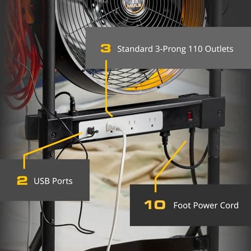 Mule 52000-01 300 lbs. Capacity Hand Truck 5-in-1 Mobile Workshop with Integrated 3-Speed Fan and LED Light 5