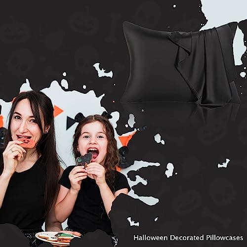 Mulberry Silk Pillowcase for Hair and Skin,Cooling Silk Pillow Case with Hidden Zipper,Allergen Proof Dual Sides Soft Breathable Smooth Silk Pillow Cover for Women (Black, Body) 5