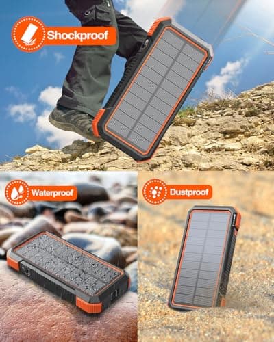 BLAVOR Solar Power Bank 20000mAh Built in 4 Cables, 20W Fast Charging Portable Charger with Wireless Charger for Apple Watch, Super Bright Flashlight, Compatible with all Phones and Electronic Devices 8