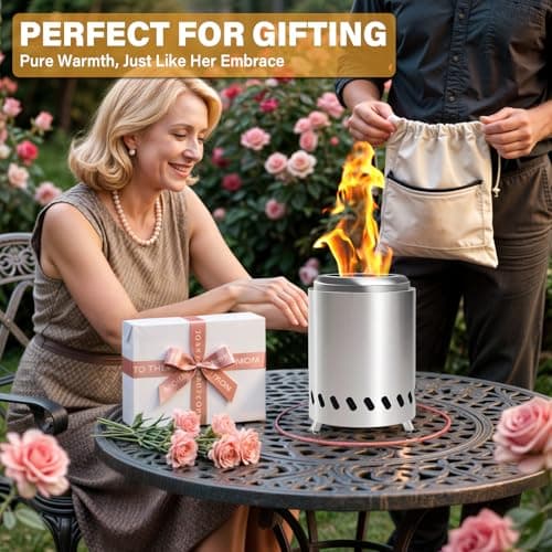 HGD Tabletop Fire Pit, Smokeless Firepit Outdoor, Mini Fire Pit for with Carry Bag for Camping Backyard Patio Garden Picnic, Silver 9