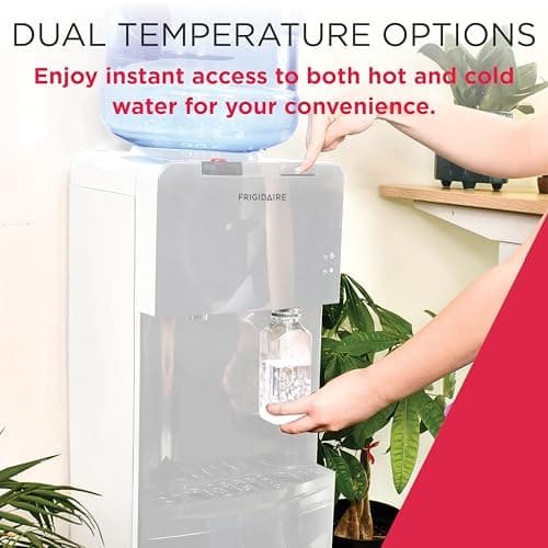 Frigidaire EFWC498, Top Load Hot & Cold Water Cooler Dispenser for Home, Garage, Dorm, RV & Cottage, 3 and 5 Gallon Bottles, 11" D x 11.5" W x 36" H, White 6