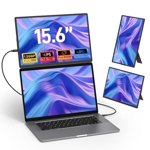 Vixtan Laptop Screen Extender Monitor Portable - 15.6'' FHD 1080P Portable Screen for Laptops, 360° Rotating, Plug & Play, Detachable Stand