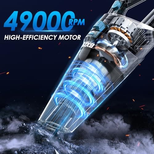 Gxzsk Handheld Vacuum Cordless, 15000PA Strong Suction Hand Held Car Vacuum Cleaner Rechargeable, Portable Hand Vacuum with Multi-Nozzles & Washable Filter for Home Office, Car, Pets 7