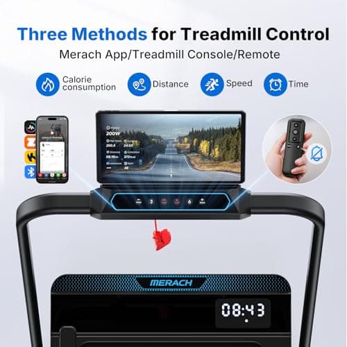 MERACH Walking Pad Treadmill with Handle Bar and 6% Incline, 7.6MPH 2 in1 Folding Treadmill for Home, 3.0HP Easy Store & Foldable Walking Pad with Incline, LED Screen, APP, 300Lbs Capacity 8