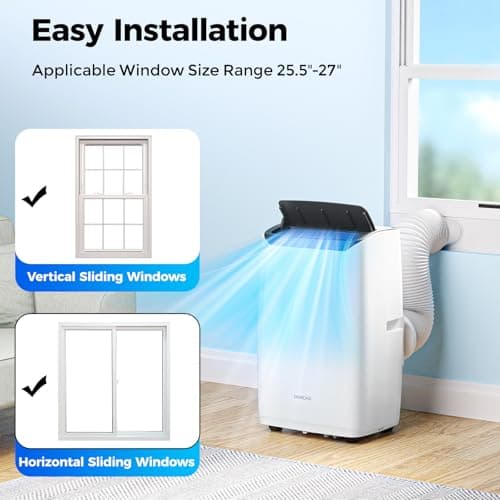 2025 New Portable Air Conditioner 12000 BTU with Built-in Dehumidifier, 4-in-1 AC Unit with Heater & Fan, Cools & Heats Space up to 500 sq ft, Remote Control and Window Kit Included, White 8