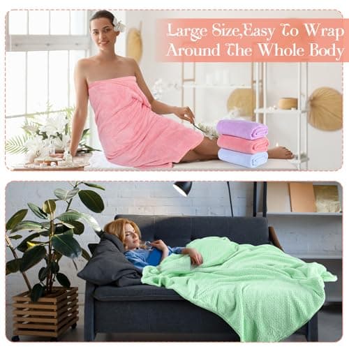 Newwiee 4 Pcs Oversized Bath Towels 40x80 Inches Extra Large Bath Sheet Towels for Adults Quick Dry Soft Absorbent Fluffy Microfiber Shower Sheet for Bathroom Hotel Spa (Bright Colors) 6