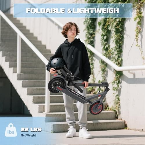 WERHY Foldable Electric Scooter, 350W Motor, Max 12Miles Long Range, 19 MPH Max Speed, 8.5" Solid Tire, Lightweight Foldable E-Scooter with Dual Braking, Digital Display, Cruise Control 6