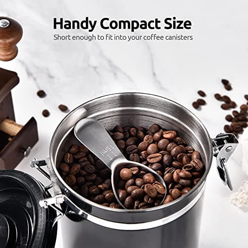 18/8 Stainless Steel Coffee Scoop: U-Taste 1 Tablespoon Metal Measuring Spoon, Short Handled Measure Scooper for Ground Coffee, Bean, Espresso, Powder, for Canister (Silver, 1Tbsp/15ml) 5