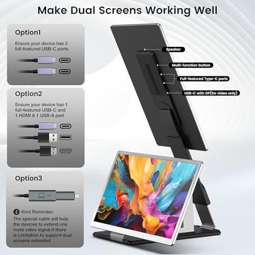 Fagomfer S6 Laptop Screen Extender | Silver | 15.6'' | FHD 1080P | 86% NTSC | Triple Laptop Monitor Extender | Working with Windows, Mac, DeX, Chrome, Desktop, Mini PC 5
