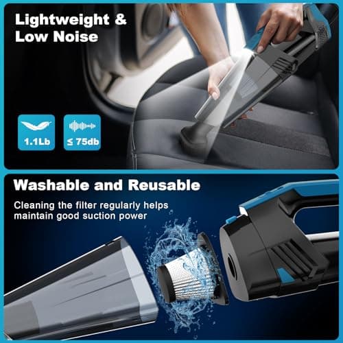 Car Vacuum - Portable Vacuum Cleaner with 16.4ft Cord, Bag, LED Light & Attachments - DC 12V High Power Small Vacuum, Car Accessories 3