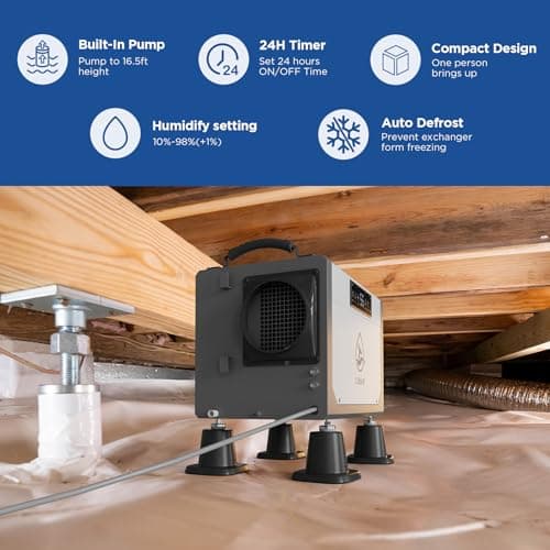 113 pint Crawl Space Dehumidifier with Pump for Basement,Commercial Dehumidifiers with Drain Hose, Industrial Dehumidifier for Large Space,Whole House 6