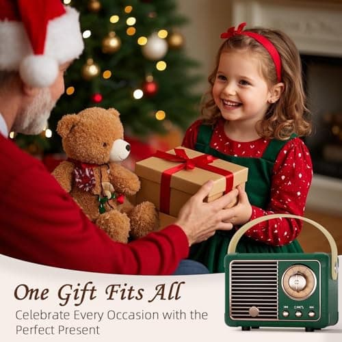 Vintage Retro Bluetooth Speaker Old Vintage Decor Birthday Gifts for Men Old School Mini Portable Wireless Speaker for Office,Room,Desk Accessories,Indoor,Outdoor Retro Gifts for Teen,Friends (Green) 6