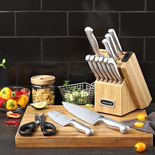 McCook® Knife Sets,German Stainless Steel Knife Block Sets with Built-in Sharpener 5