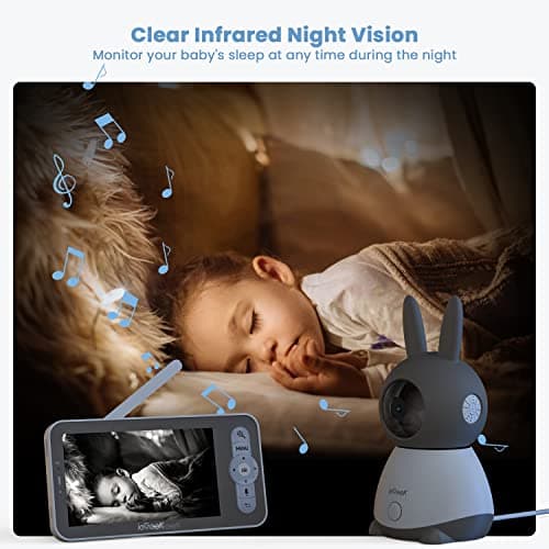 ieGeek 2K Split-Screen Baby Monitor, 5" Audio Baby Monitor with 2 Cameras, WiFi Smartphone Video Dual Camera, Night Vision, Motion & Cry Detection, Two Way Talk Temper &Humidity Sensor 6