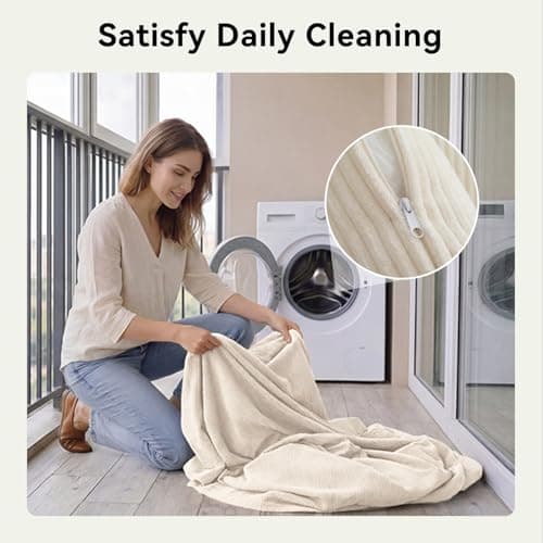 Nordivale 79" Sofa Bed Convertible Boneless Couch Corduroy Modular Couch Bed with Fixed-Shape Frame & Removable Armrests for Living Room, Bedroom (White) 8