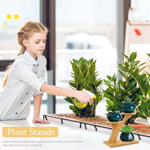 XXXFLOWER Bamboo Plant Stand ,3 Tiers Indoor Succulent Windowsill Shelf - Small Tabletop Plant Holder for Home, Office, Living Room, Bedroom Decoration 1pc 7