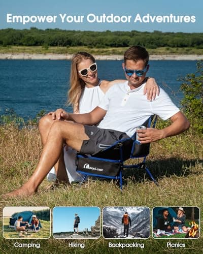 MOON LENCE Portable Camping Chair Plus, Larger & Roomier, Compact and Lightweight Still, Folding Chair for Backpacking & Hiking, 330Lbs Capacity (Blue) 6