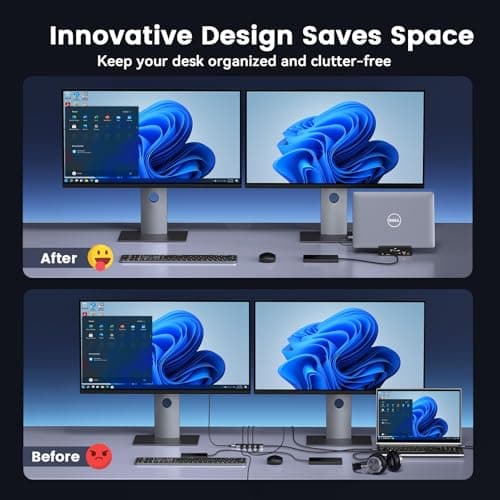 TobenONE 18-in-1 Triple 4K@60Hz Monitor Docking Station with 150W Power Supply, USB C Laptop Docking Station Stand(Single 4K@144Hz), 2.5Gbps Ethernet, 2 HDMI & DP, 8 USB, for Windows&ChromeOS 7